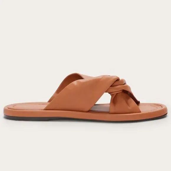 Everlane Day Twist Sandal Desert Tan Leather Flat Slide 6 New Without Box - Picture 3 of 8